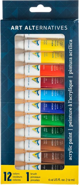 ECONOMY ACRYLIC  PAINT SET 12ML TUBES 12-COLORS